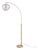 Bloom Float Chairside Arc Lamp - Weathered Brass, Steel Base, Sphere White Satin Shade, 92" Height For Sale