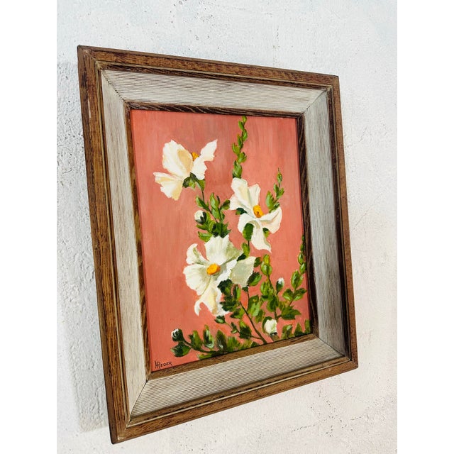 Shabby Chic Vintage Floral Painting, Framed For Sale - Image 3 of 6