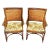 Vintage Bamboo & Rattan Arm Chairs – Pair of Wicker Dining or Accent Chairs With Upholstered Seats For Sale