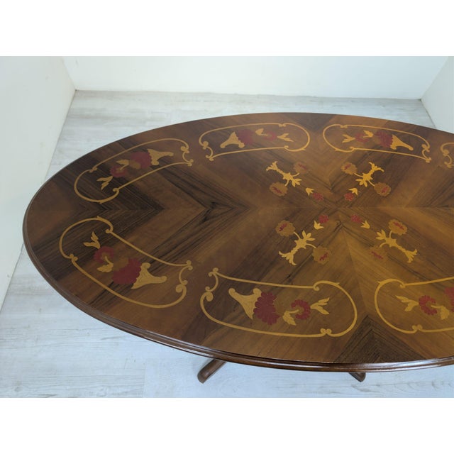 Vintage Oval Table with Inlaid Wood, 1962 For Sale - Image 13 of 18