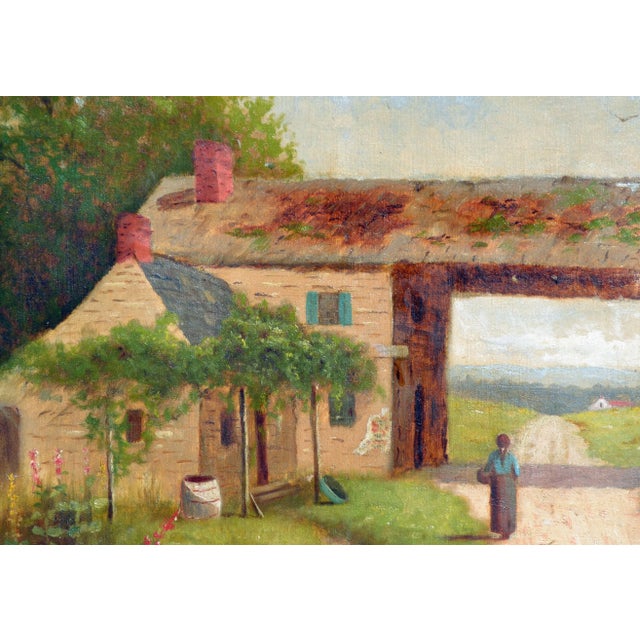 Farmstead Lane - 1930's Figurative Landscape by S E George For Sale - Image 4 of 7
