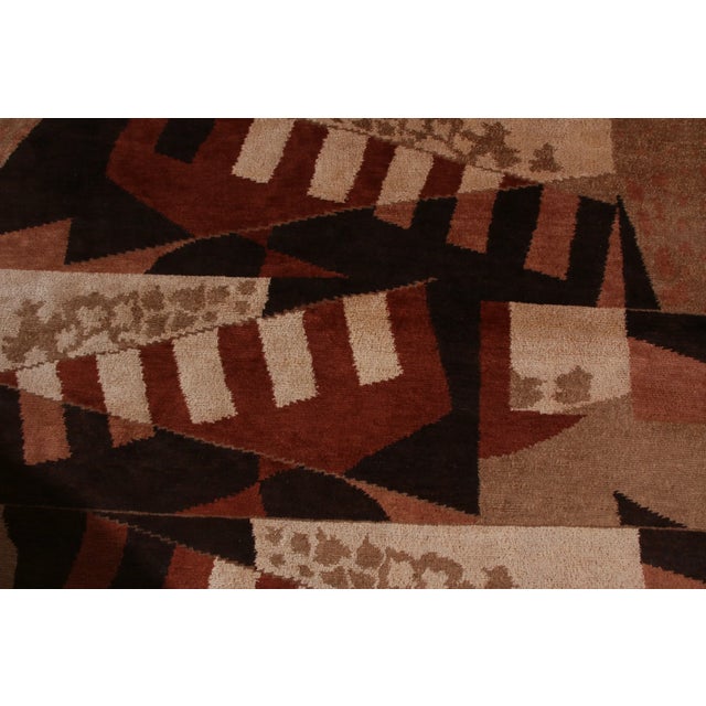 Cubist Rug Beige-Brown Wool and Silk Geometric Pattern by Rug & Kilim For Sale In New York - Image 6 of 7