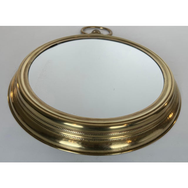 Brass Large brass mirror representing a pocket watch. French work. Circa 1970 For Sale - Image 8 of 9