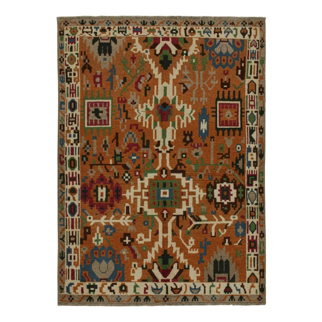 Orange 2010s Rug & Kilim’s Oushak Style Rug in Orange With Colorful Geometric Patterns For Sale - Image 8 of 8