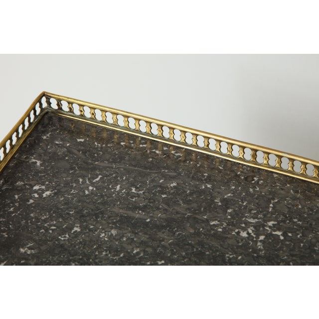 Mid 20th Century Pair of Ebonized French Marble-Top Petite Commodes With Brass Gallery For Sale - Image 5 of 13