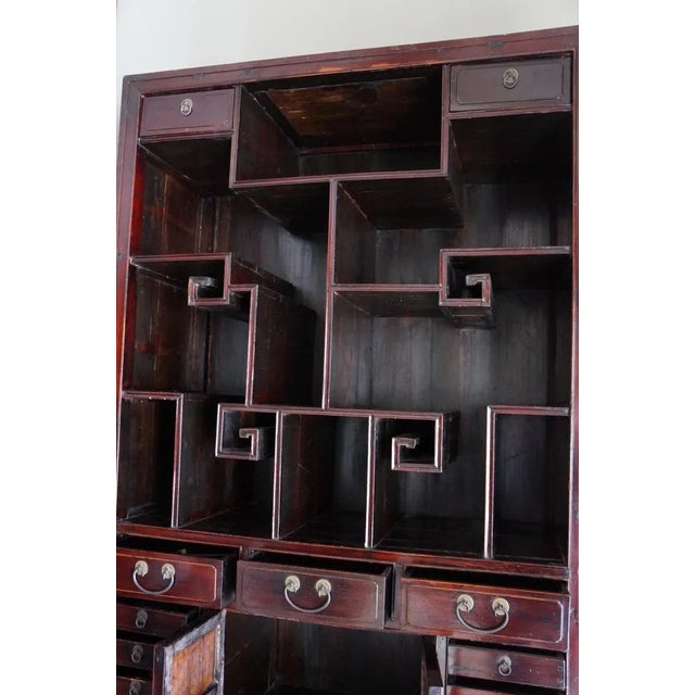 Antique Chinese Curio Cabinet With Display Shelves and Multiple Drawers For Sale - Image 10 of 11