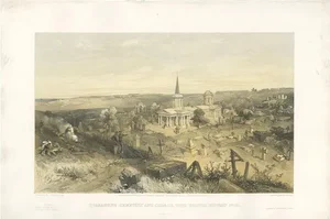 W. Simpson, A Quarantine Cemetery, Crimean War, 1855, Print