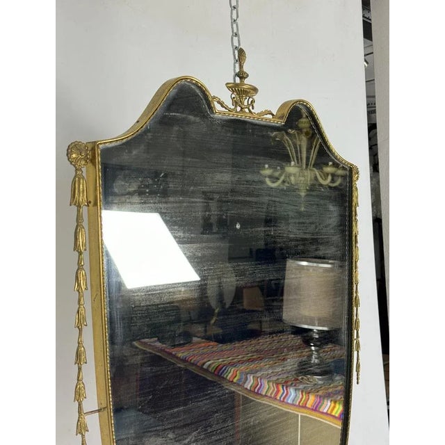 Metal Mid-Century Italian Mirror in Brass, Italy, 1950s For Sale - Image 7 of 13