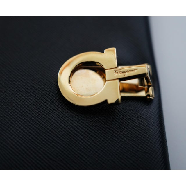 Metal Salvatore Ferragamo Gancini Icona Black Leather Continental Wallet For Sale - Image 7 of 10