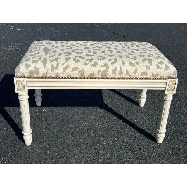 Upholstered Bench With Animal Print For Sale - Image 4 of 13