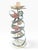 Whimsical vintage tole-style candlestick featuring a sculptural spiral ribbon motif wrapped around a slender central stem,...