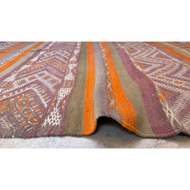 Textile 1990s Authentic Flatweave Rug With Striped Pattern - 9.9 X 5.05 Ft For Sale - Image 7 of 10