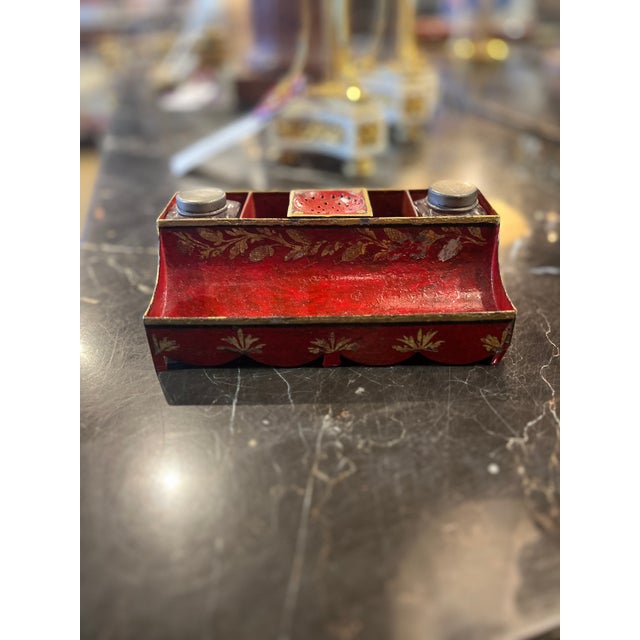 18th Century French Red Tole Painted Ink Stand For Sale In Phoenix - Image 6 of 6