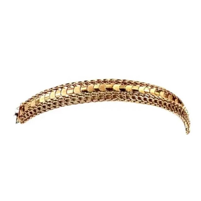 Mid 20th Century 18k Yellow Gold Italian Mesh Bracelet Vintage For Sale - Image 5 of 9