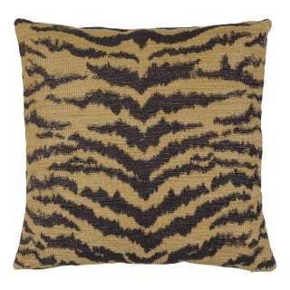 Schumacher Shivalik Hills Tiger 18" Pillow In Gold For Sale