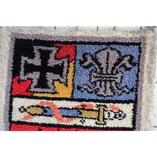 1950s, Handmade Vintage European Savonnerie Rug 2.3' X 2.4' For Sale - Image 9 of 10