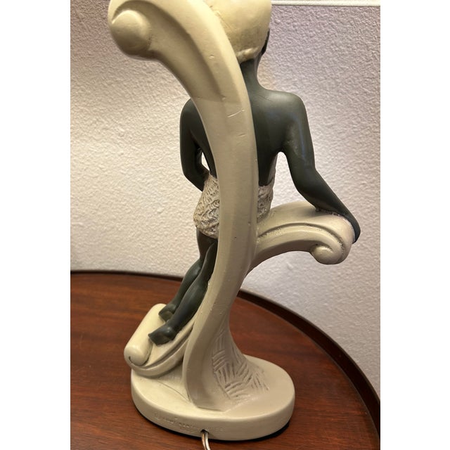 Vintage 1950s Continental Art Lamps With New Shades. 22" Tall. Male & Female Figures - a Pair For Sale - Image 6 of 12