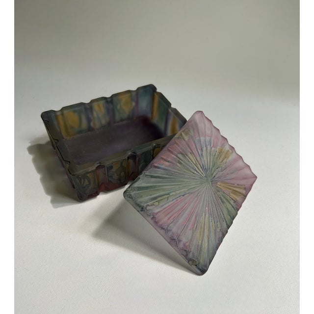 Late 20th Century Iridescent Rainbow Glass Lidded Box, 1970's For Sale - Image 5 of 14