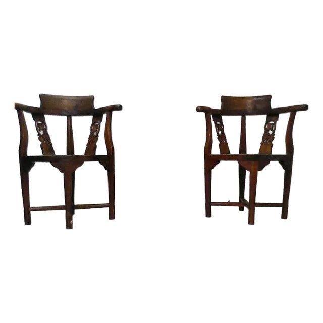 Early 19th Century Asian Horseshoe Back Chairs- Set of 2 For Sale