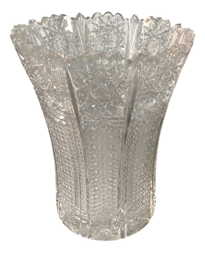 Mid-Century Cut Crystal Trumpet Vase in the style of Baccarat, 1940s