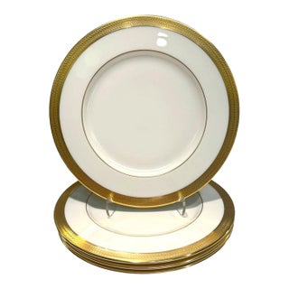 Vintage Lenox Lowell P-67 Gold Stamp Gold Encrusted Salad Plates - Set of 4 For Sale