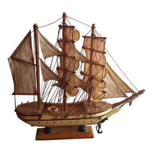 Vintage Wood Crafted Sail Ship