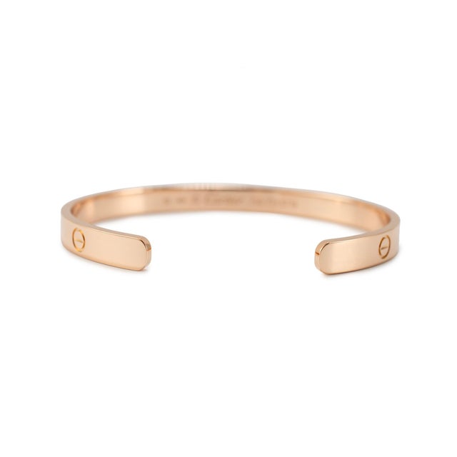 Early 21st Century Cartier Love Classic Model 18k Rose Gold Open Screw Cuff Bangle Bracelet For Sale - Image 5 of 6