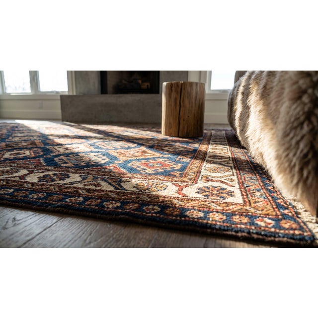Textile 1890s Red Geometric Tribal Antique Caucasian Talish Rug '6" X 8'8" Handknotted Wool Carpet For Sale - Image 7 of 8