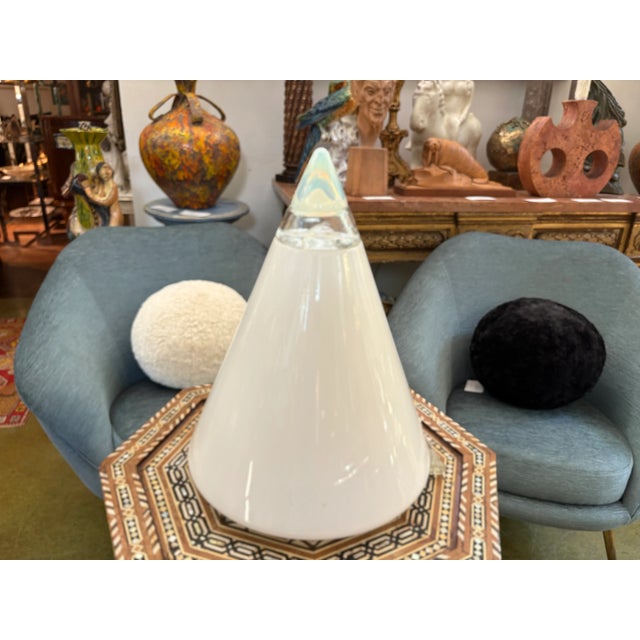 Italian Modern Glass Lamp Designed By Giusto Toso. Offered is a postmodern conical shaped lamp designed by Giusto Toso For...