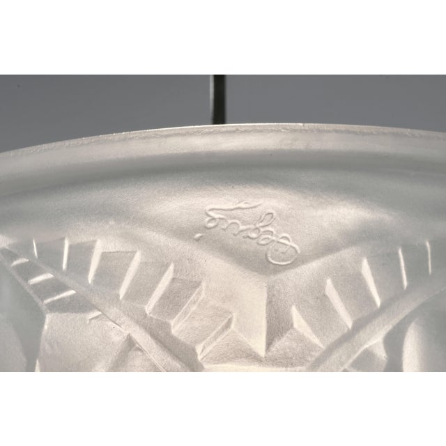 Silver French Art Deco Pendant Light by Degue 1930 France - 2 Available For Sale - Image 8 of 12