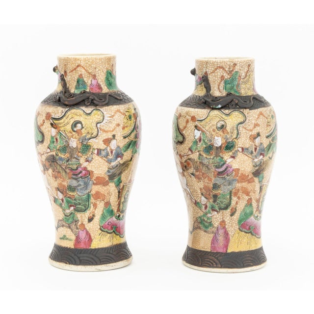 Ceramic Chinese Nankin Porcelain Vases, Pair For Sale - Image 7 of 12
