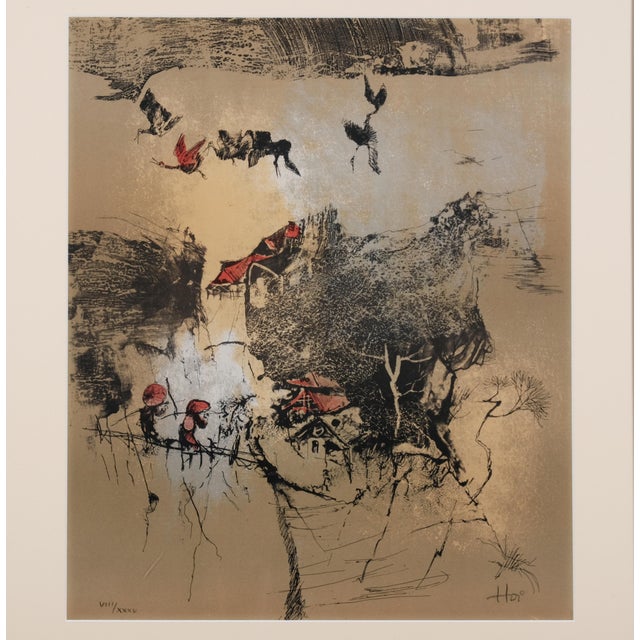 Very Good+ Condition overall Hoi Lebadang "Village" Hand Signed & Hand Numbered Limited Edition VIII/XXXV Framed & Matted...