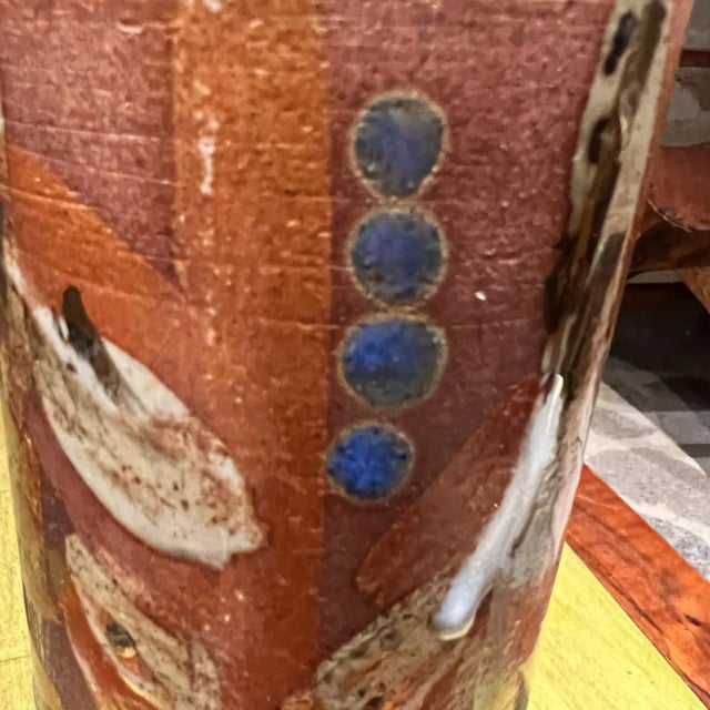 1970s Sculptural Vase Colorful Art Pottery For Sale - Image 10 of 12