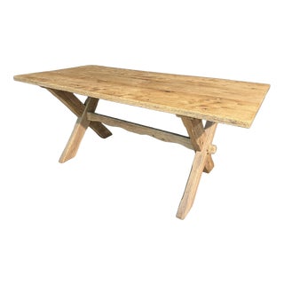 X Legs Farmhouse Dining Table in Oak, 1900s For Sale