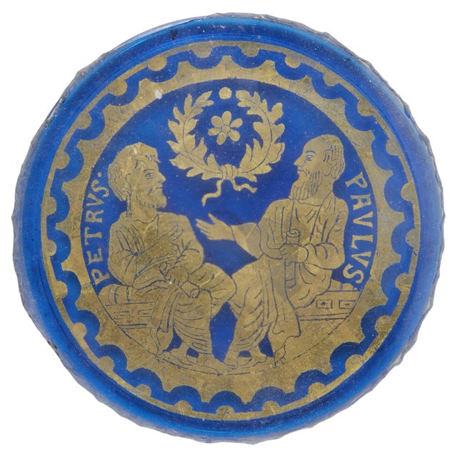 Venetian Blue Glass Romanesque Revival Medallion, Late 19th Century For Sale - Image 11 of 11