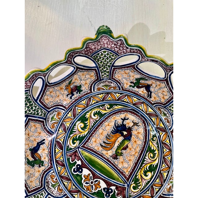 Brown Coimbra Ceramic - Hand Painted Portuguese Fruit Basket 6 For Sale - Image 8 of 10