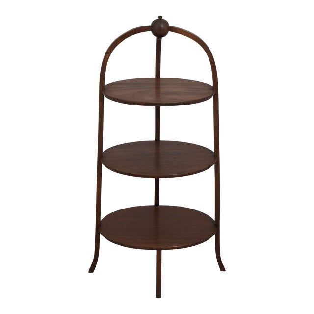 Vintage Inlaid Mahogany Tiered Muffin Stand For Sale