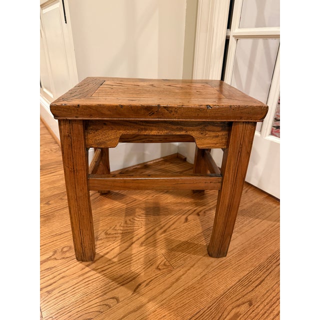 Antique Chinese Hardwood Elm Low Side Table / Stool For Sale In Philadelphia - Image 6 of 17