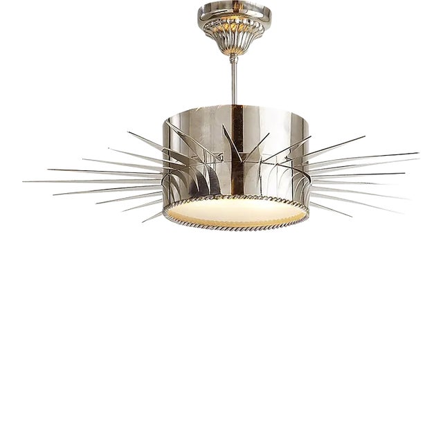 Suzanne Kasler for Visual Comfort Signature Soleil Large Semi-Flush in Polished Nickel with Frosted Glass For Sale
