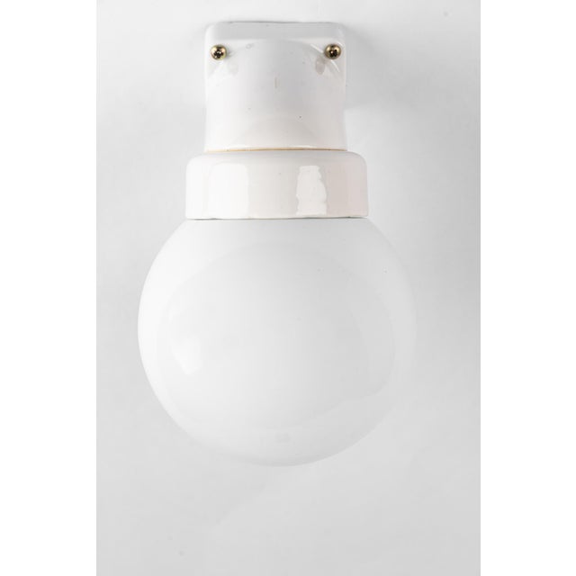 Bauhaus Porcelain Wall Lamp with Opal Glass Shade, Germany, Austria, 1920s For Sale - Image 10 of 15