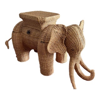 Mario Lopez Torres Large Elephant Trunk Rattan Side Table For Sale