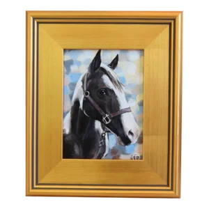 Equestrian Horse Portrait Oil Painting Including the Antiqued Gold Wood Frame