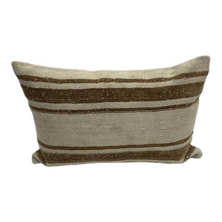Turkish Hemp Pillow Cushion Natural Beige Brown Pillow Cushion Cover 16" x 24" For Sale