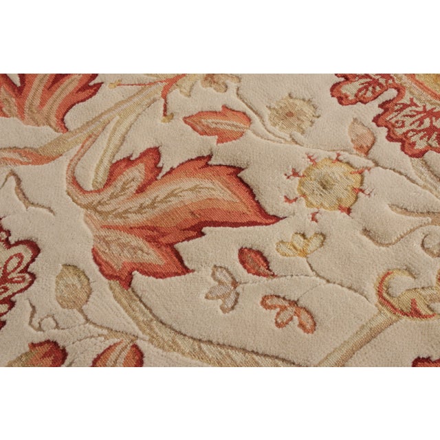 Rug & Kilim’s Tudor Style Rug in Beige, Red & White Floral Pattern For Sale In New York - Image 6 of 8