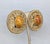 Vintage 1980s Signed Les Bernard Round Goldtone Cabochon Faux-Agate Clip Earrings-2 Pieces For Sale - Image 12 of 12