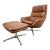 Swedish Mid Century Modern Brown Faux Leather Lounge Chair & Ottoman For Sale