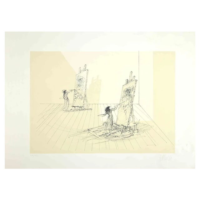 Fabrizio Clerici, Painters, Lithograph, 1970s For Sale