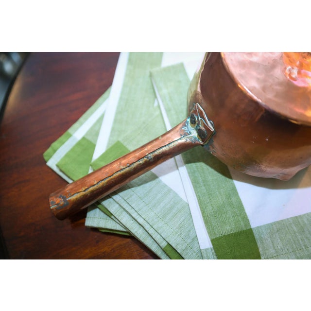 Rustic European Vintage Copper French Saucepan Large MidCentury Pot For Sale - Image 3 of 9
