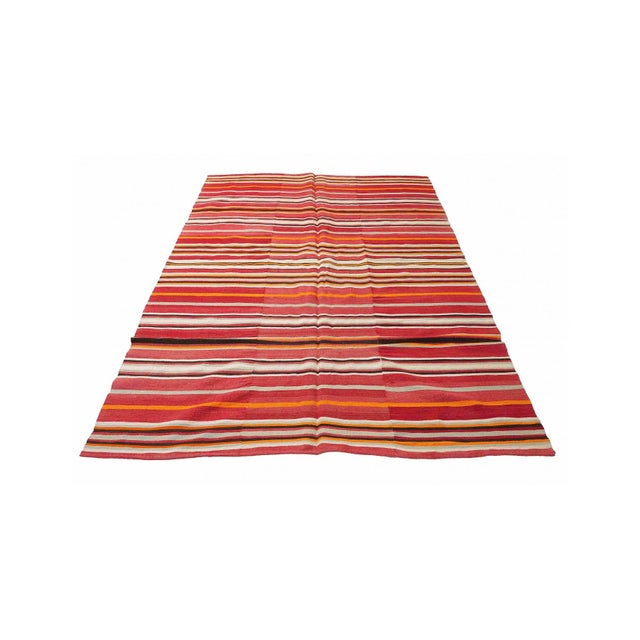 Mid-Century Modern Striped Vintage Turkish Kilim Rug - 5`1" X 8`0" For Sale - Image 3 of 6