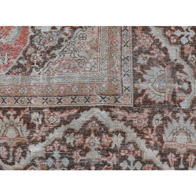 Distressed Antique Persian Sultanabad Rug in Wool With Floral Design 10'2 X 16'6 For Sale - Image 12 of 18